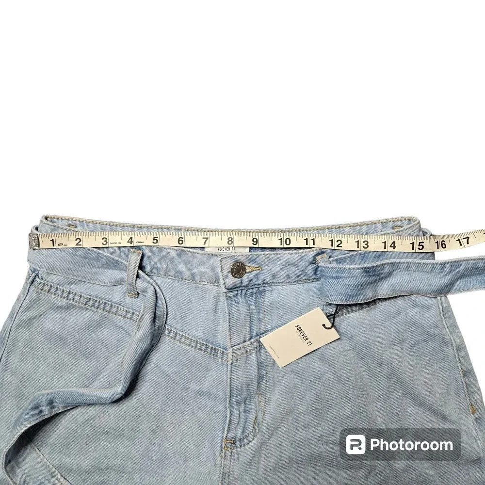 Forever‎ 21 Denim Cuffed Belt Shorts